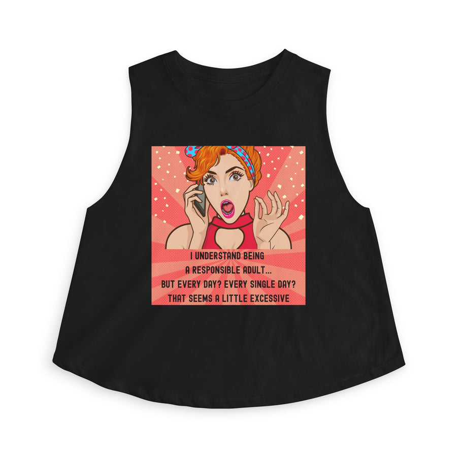 Crop Top - Retro Pop Art "I Understand Being A Responsible Adult..." Graphic Tank