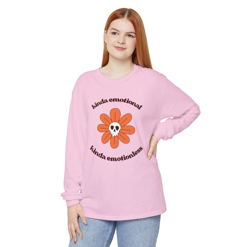Daisy Skull T-Shirt "Kinda Emotional Kinda Emotionless" Long Sleeve Tee