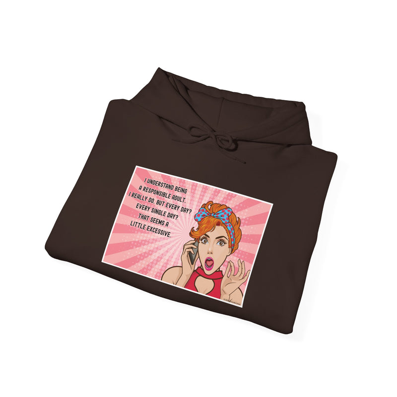 Retro Pop Art Hooded Sweatshirt — "Responsible Adult..." Graphic Hoodie