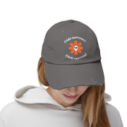 Kinda Emotionless Kinda Emotional Distressed Cap — Floral Skull Baseball Hat