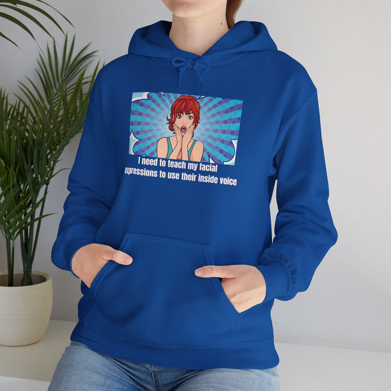 Pop Art Hoodie — 'Facial Expressions' Graphic Hooded Sweatshirt