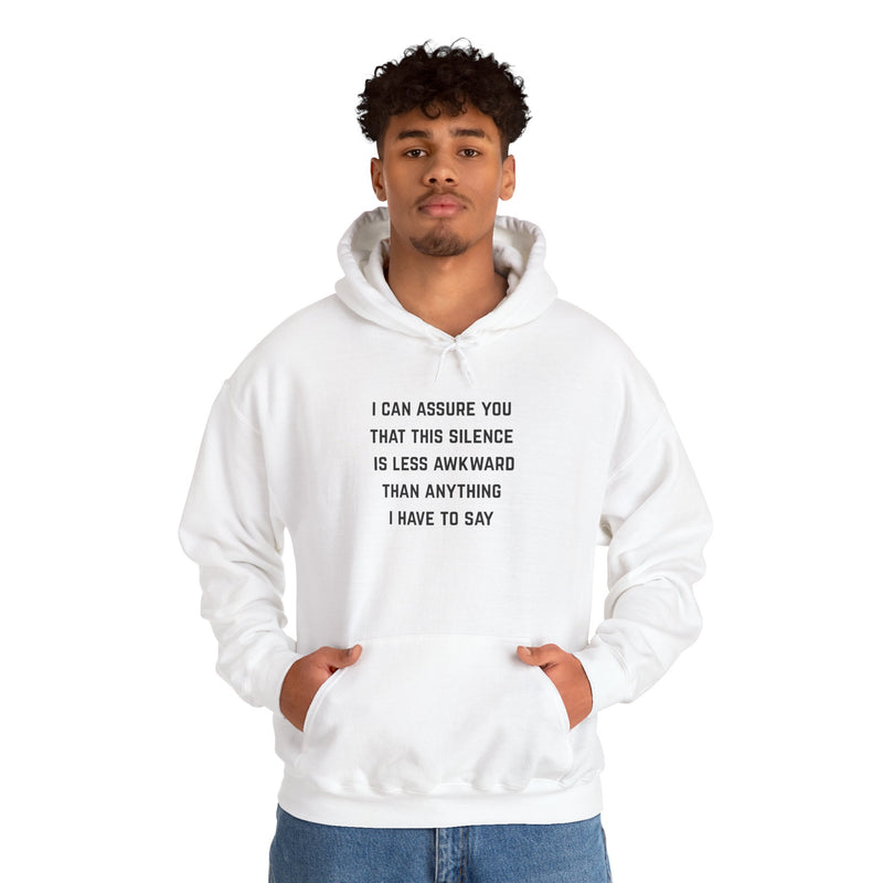 "Awkward Silence" Hoodie - Unisex Heavy Blend™ Minimalist Graphic Text Hooded Sweatshirt