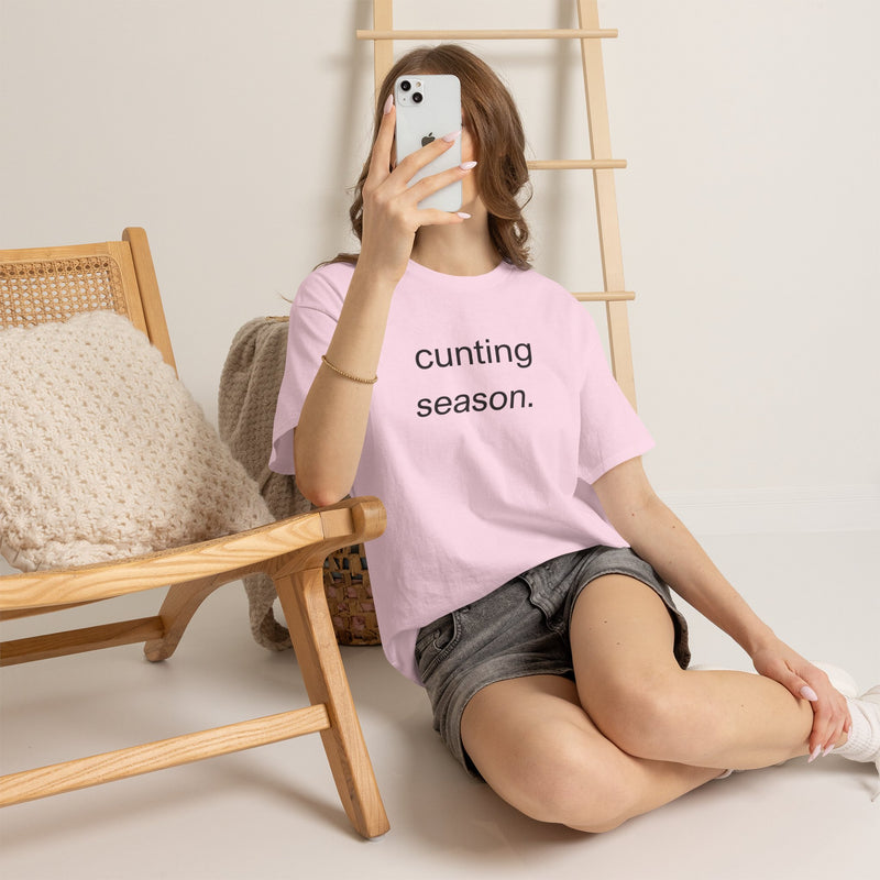 Provocative Graphic Tee — "cunting season." Minimalist Text Statement T-Shirt