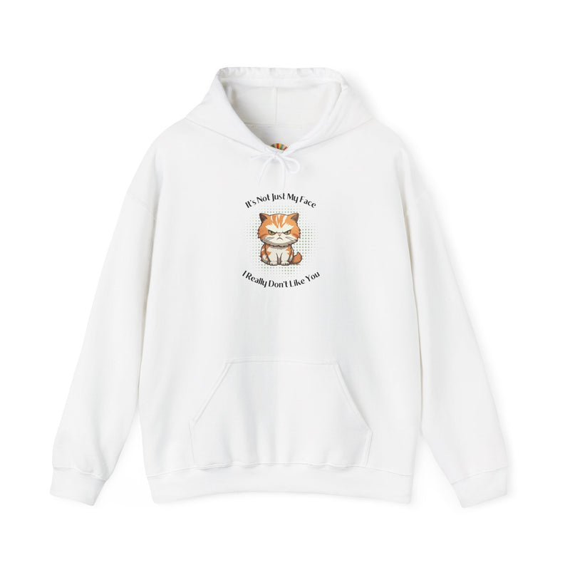 Sassy Cat Hoodie — "It's Not Just My Face, I Really Don't Like You"Graphic Hooded Sweatshirt
