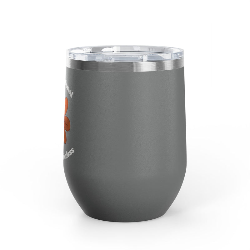"Kinda Emotional Kinda Emotionless" Graphic Floral Skull Wine Tumbler - Stainless Steel 12oz