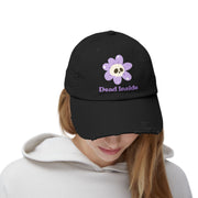 Dead Inside Skull Flower Distressed Cap — Baseball Hat