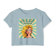 Retro Pop Art Crop Top T-shirt — “I Wanna Be 14 Again and Ruin My Life Differently” Graphic Tee