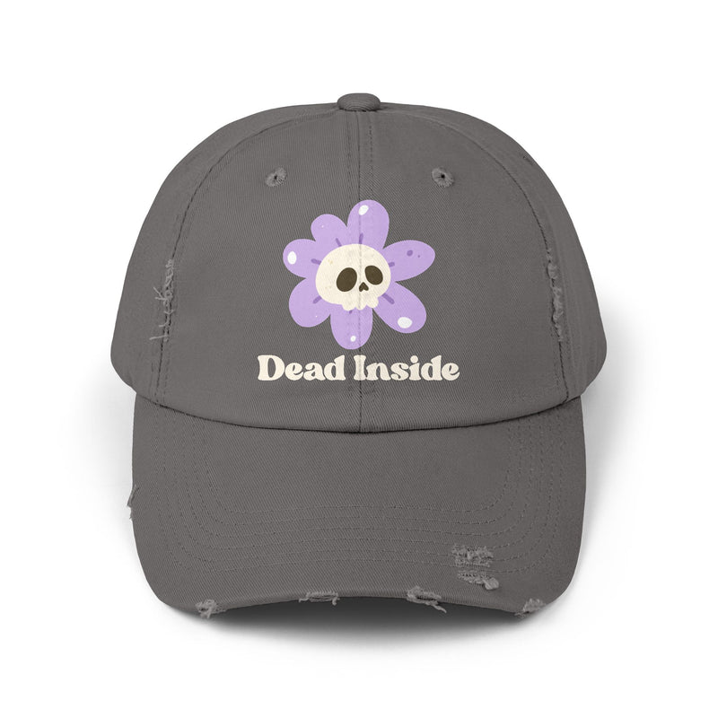 "Dead Inside" Skull Flower Distressed Cap — Baseball Hat