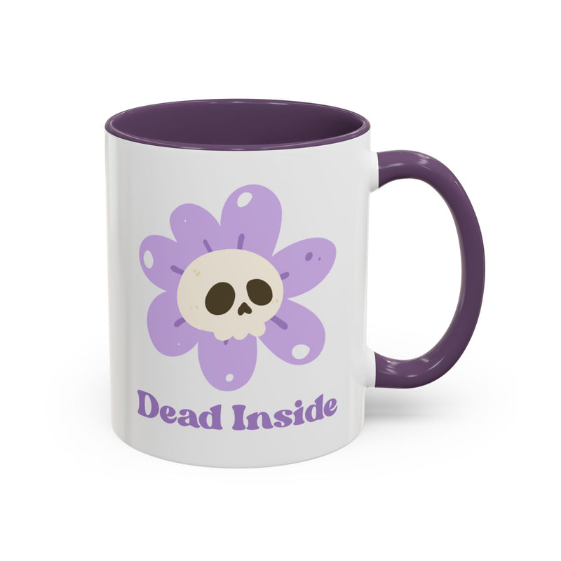 Coffee or Tea Mug — "Dead Inside" Floral Skull Accent Mug