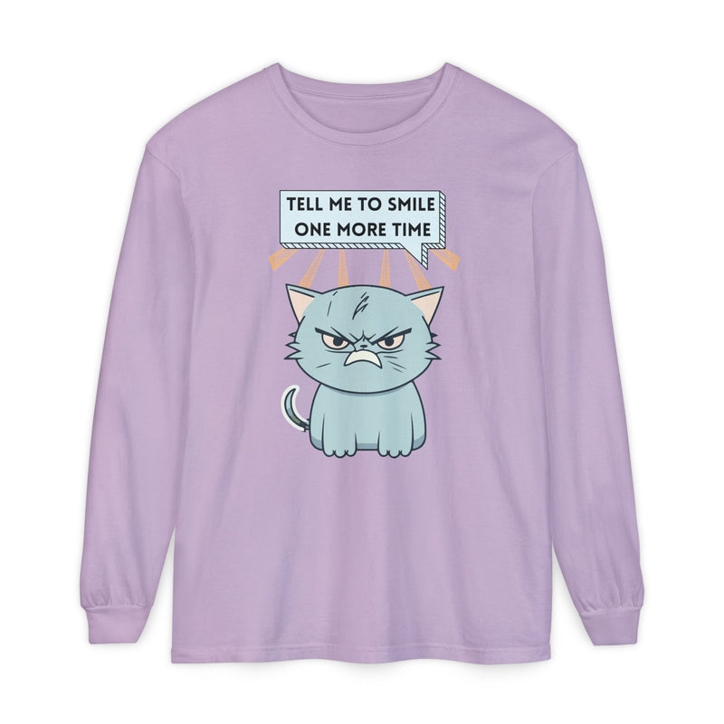 Grumpy Cat "Tell Me To Smile One More Time" Long Sleeve Tee