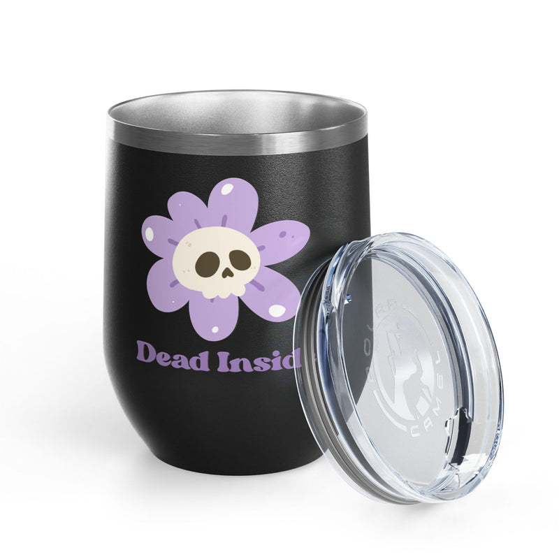 "Dead Inside" Floral Skull Wine Tumbler - Stainless Steel Insulated Outdoor Wine Cup - Pairs Perfectly with Patio for Day Drinking