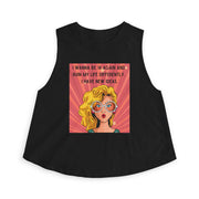 Crop Top — Retro Pop Art Graphic Tee "I Wanna Be 14 Again and Ruin My Life Differently" T-shirt
