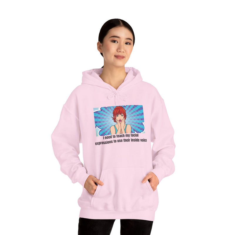 Pop Art Hoodie — 'Facial Expressions' Graphic Hooded Sweatshirt