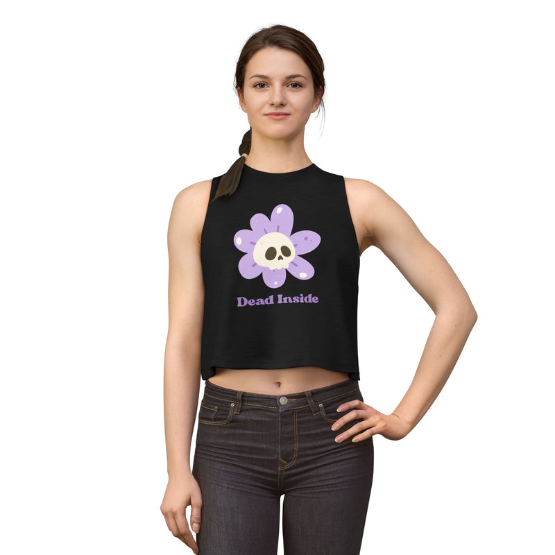 "Dead Inside" Floral Crop Top — Skull Flower Women's Tank