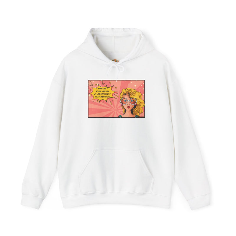 Retro Pop Art Hoodie — "I Wanna Be 14 Again..." Graphic Hooded Sweatshirt