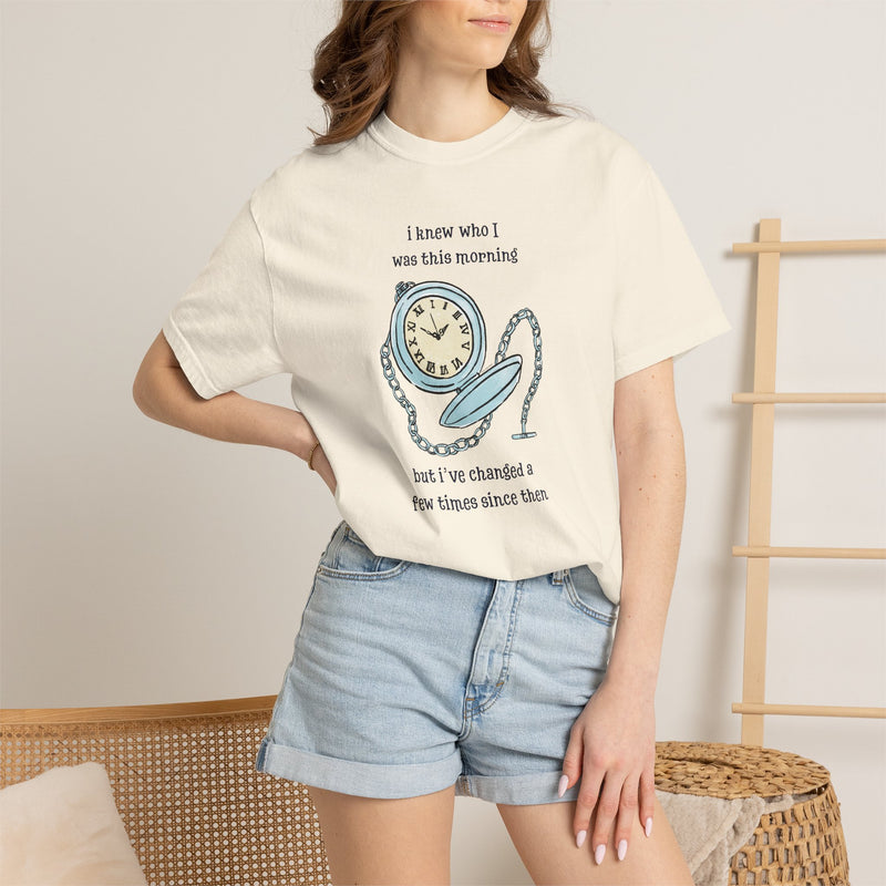 Wonderland Comfort Colors 1717 “I Knew Who I Was This Morning” Graphic T-Shirt