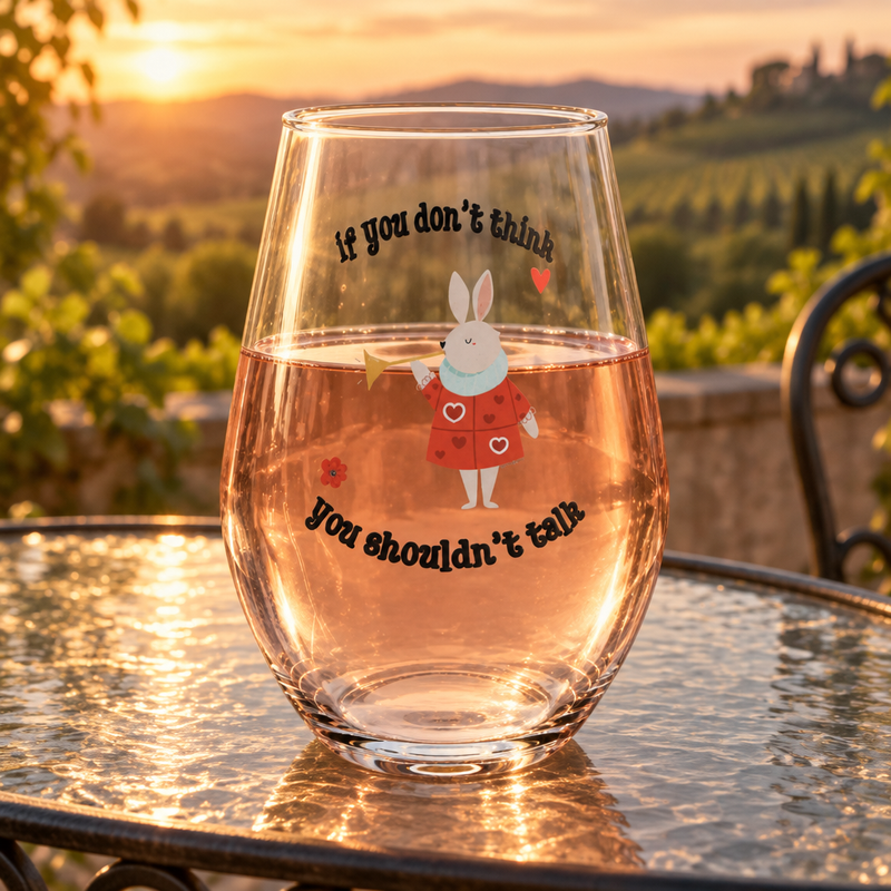 Wonderland Stemless Wine Glass – “If You Don’t Think You Shouldn’t Talk”