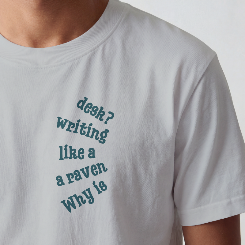 Wonderland Lane Seven Garment Dyed Urban Heavy Graphic Tee – “Why is a Raven Like a Writing Desk"