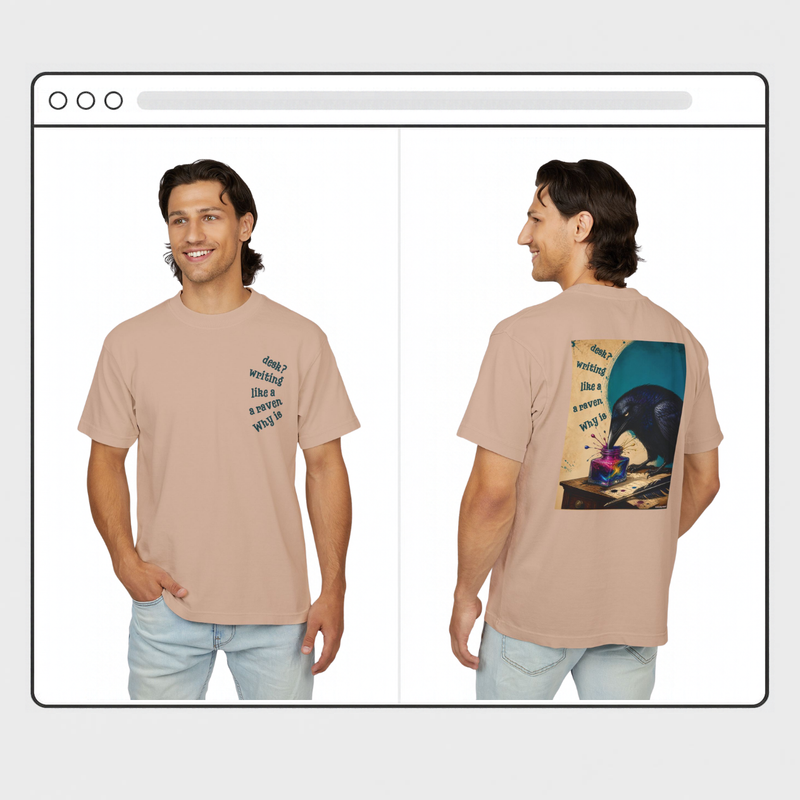 Wonderland Lane Seven Garment Dyed Urban Heavy Graphic Tee – “Why is a Raven Like a Writing Desk"