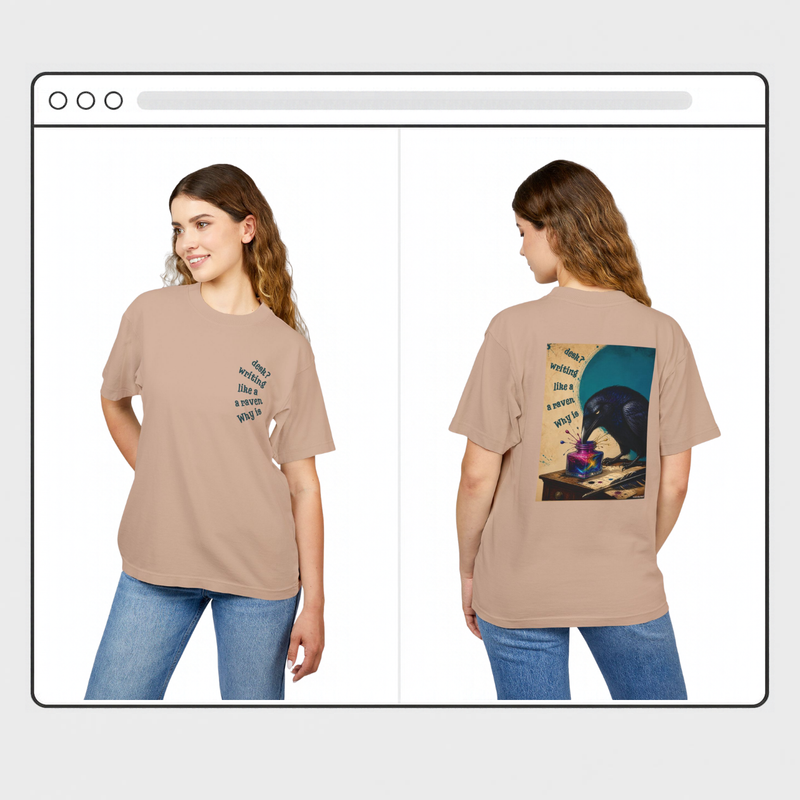 Wonderland Lane Seven Garment Dyed Urban Heavy Graphic Tee – “Why is a Raven Like a Writing Desk"