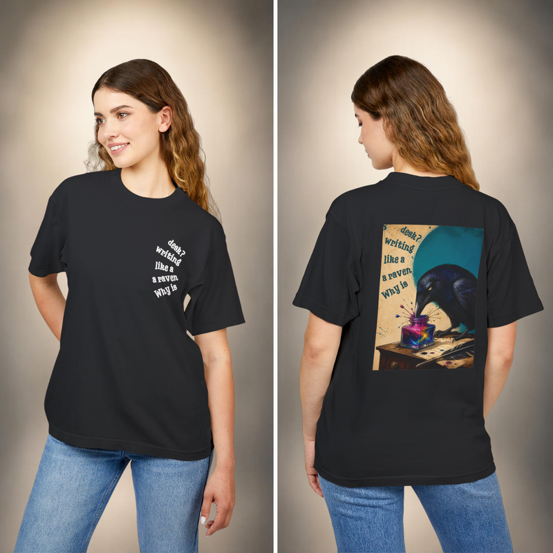 Wonderland Lane Seven Garment Dyed Urban Heavy Graphic Tee – “Why is a Raven Like a Writing Desk"