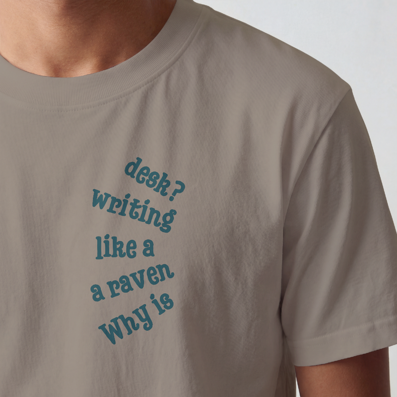 Wonderland Lane Seven Garment Dyed Urban Heavy Graphic Tee – “Why is a Raven Like a Writing Desk"