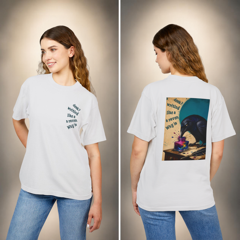 Wonderland Lane Seven Garment Dyed Urban Heavy Graphic Tee – “Why is a Raven Like a Writing Desk"