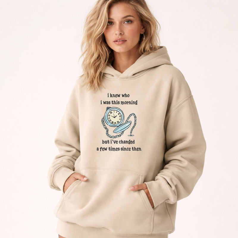 Wonderland Urban Heavyweight Graphic Hoodie "I Knew Who I Was This Morning"