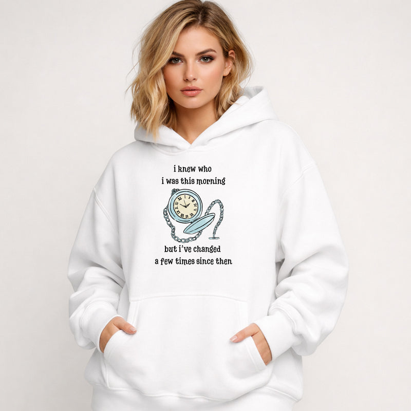 Wonderland Urban Heavyweight Graphic Hoodie "I Knew Who I Was This Morning"