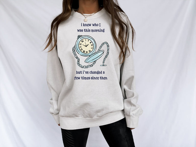 Wonderland Urban Garment Dyed Graphic Sweatshirt - "I Knew Who I Was This Morning"
