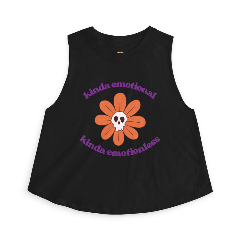 Daisy Skull Crop Top — "kinda emotional kinda emotionless" Graphic Tank