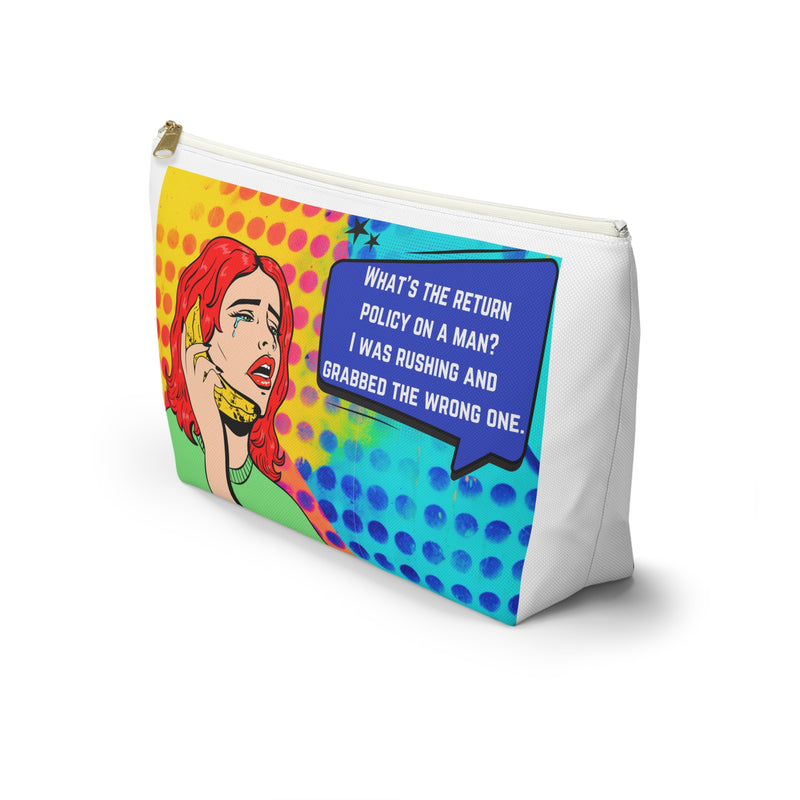 Pop Art Large Travel Bag — "What's the return policy on a man?"