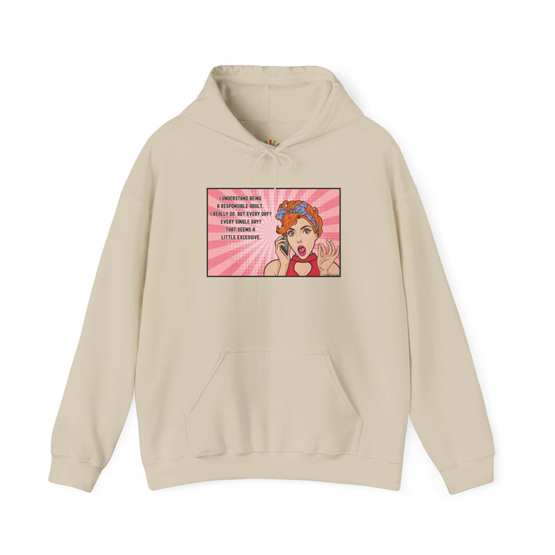 Retro Pop Art Hooded Sweatshirt — "Responsible Adult..." Graphic Hoodie