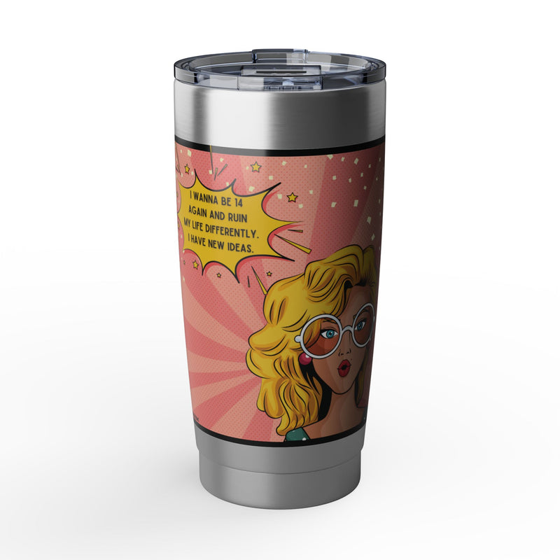 Retro Pop Art Vagabond Travel Tumbler — '14 Again'