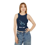 Blow Me Dandelion Tank Top — Women's Crop Racerback Graphic Tank