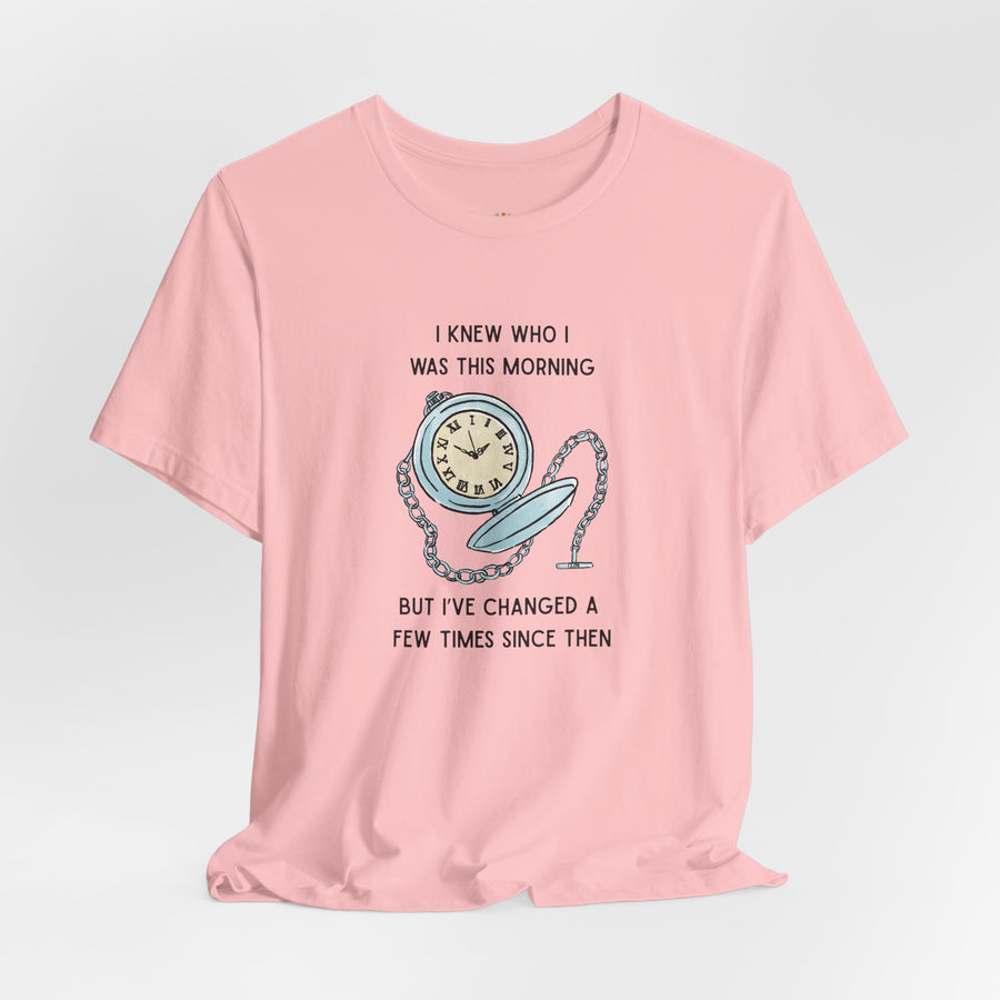 Graphic T‑Shirt — 'I Knew Who I Was This Morning'  Wonderland Quote Tee