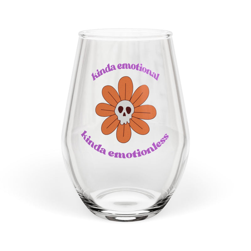 Floral Skull Stemless Wine Glass – Kinda Emotional, Kinda Emotionless