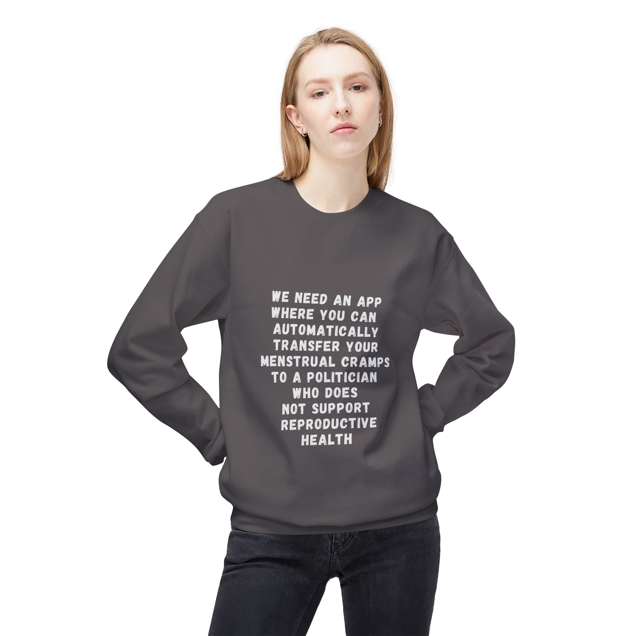 Transfer Menstrual Cramps - Unisex Midweight Softstyle Fleece Crewneck Sweatshirt