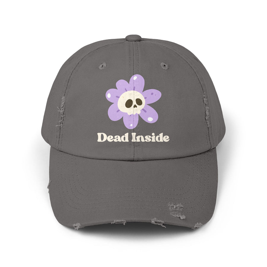 Dead Inside Skull Flower Distressed Cap — Baseball Hat