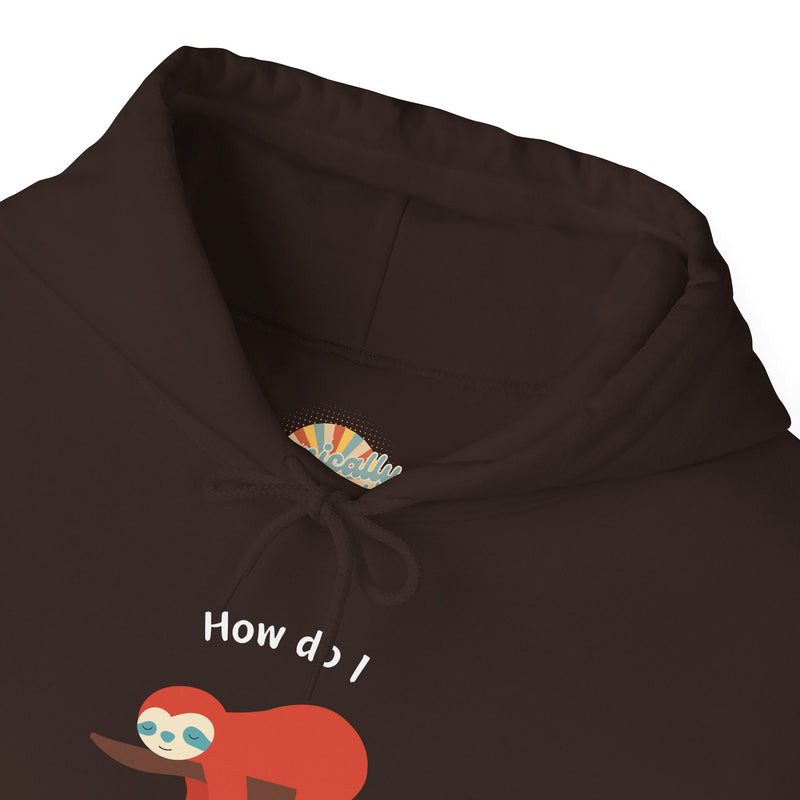 Graphic Sloth Hoodie — “How Do I Uninstall Anxiety?” Unisex Hooded Sweatshirt