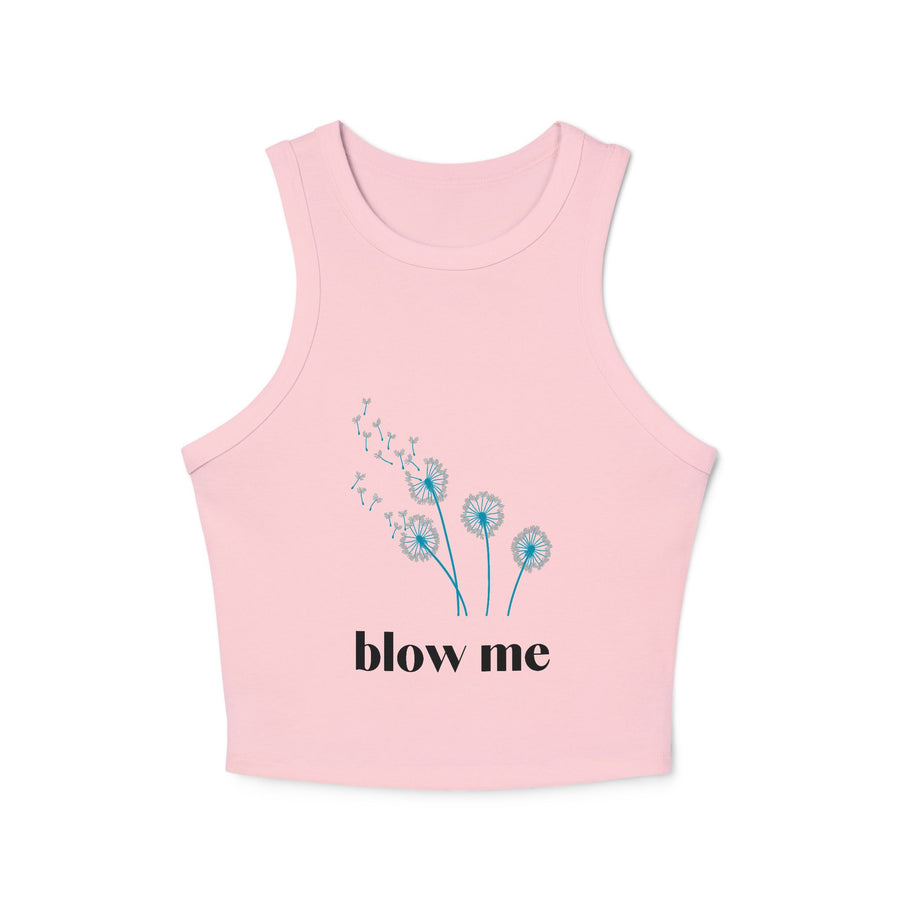 Blow Me Dandelion Tank Top — Women's Crop Racerback Graphic Tank