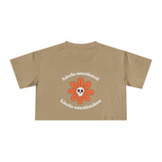 Crop Tee — 'Kinda Emotional, Kinda Emotionless' Retro Flower Skull Graphic T-shirt Top