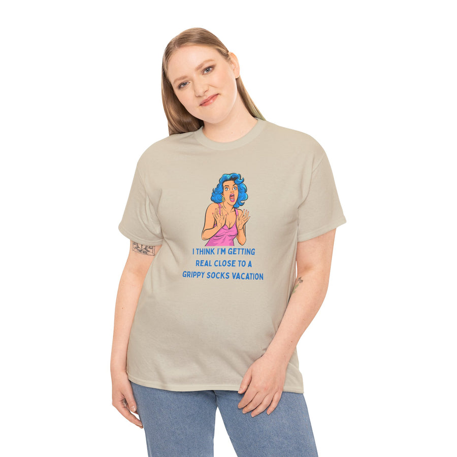 Pop Art Tee - "Grippy Socks Vacation" Mental Health Awareness Graphic T-Shirt