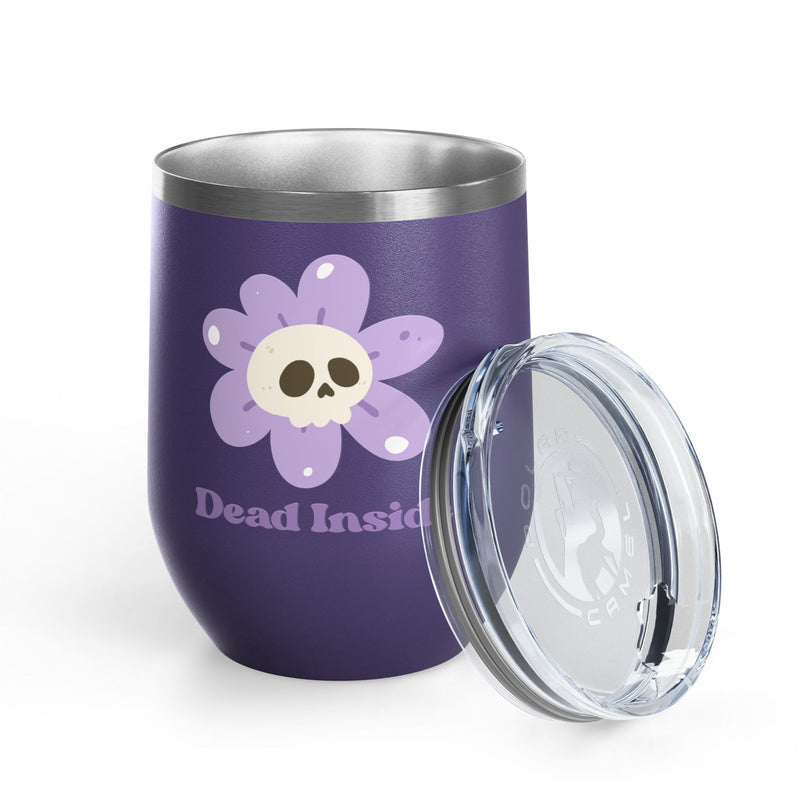 "Dead Inside" Floral Skull Wine Tumbler - Stainless Steel Insulated Outdoor Wine Cup - Pairs Perfectly with Patio for Day Drinking