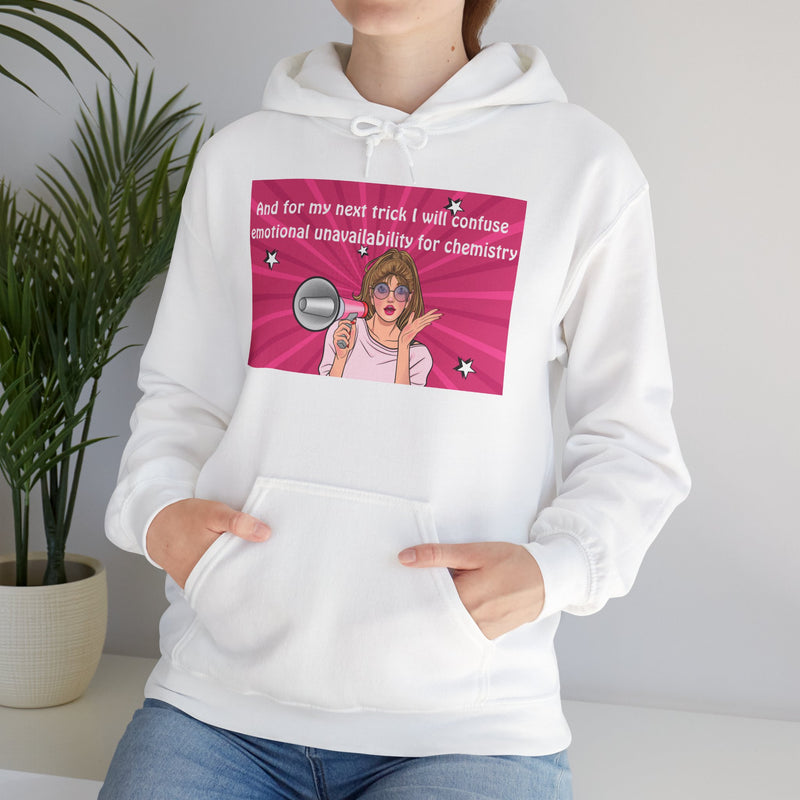 Graphic Hoodie — Retro Pop Art "Emotional Unavailability" Hooded Sweatshirt