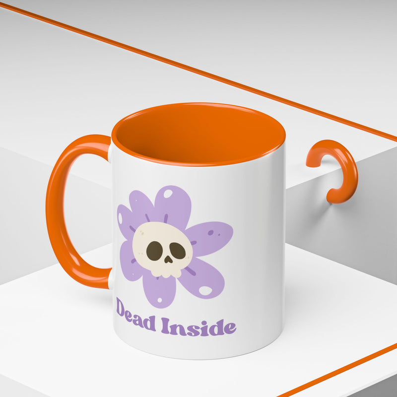Coffee or Tea Mug — "Dead Inside" Floral Skull Accent Mug