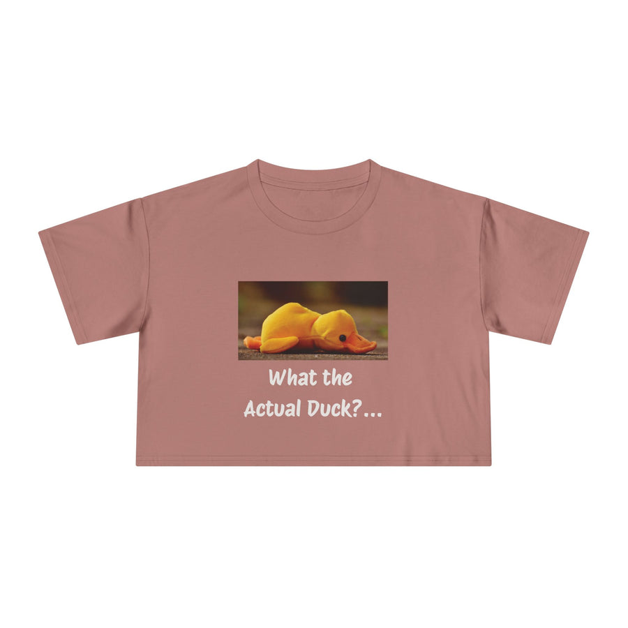 Exhausted Duckling Crop Tee — "What the Actual Duck?" Graphic T-shirt Top