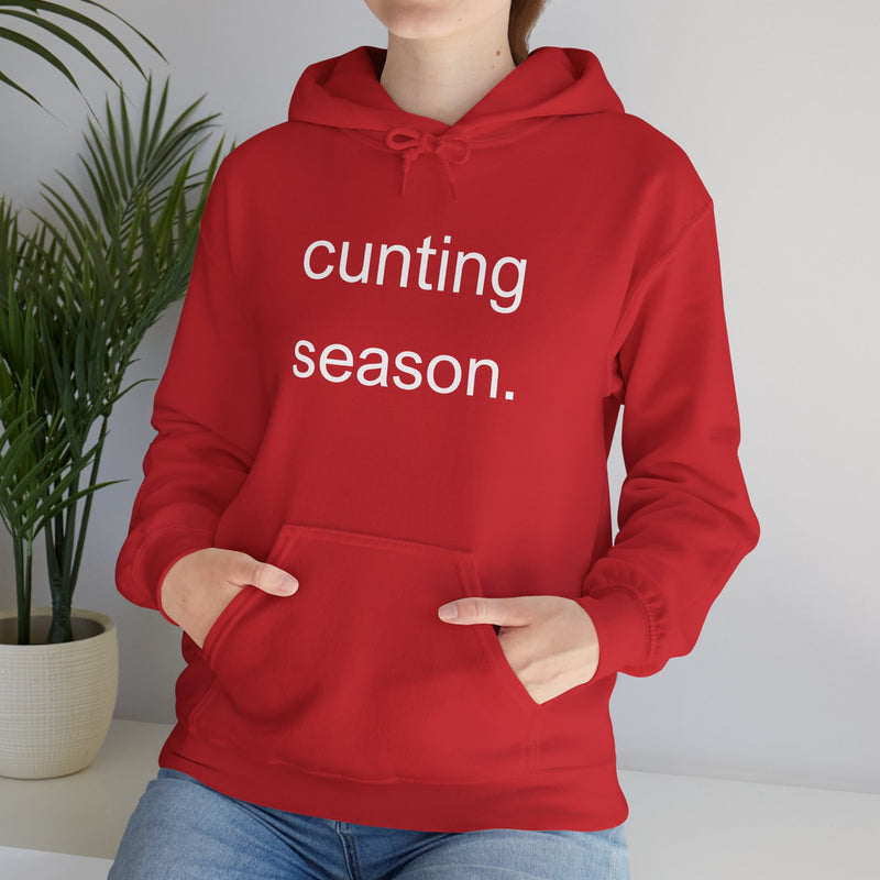 Bold Empowering Statement "cunting season." Hoodie — Minimalist Slogan Hooded Sweatshirt