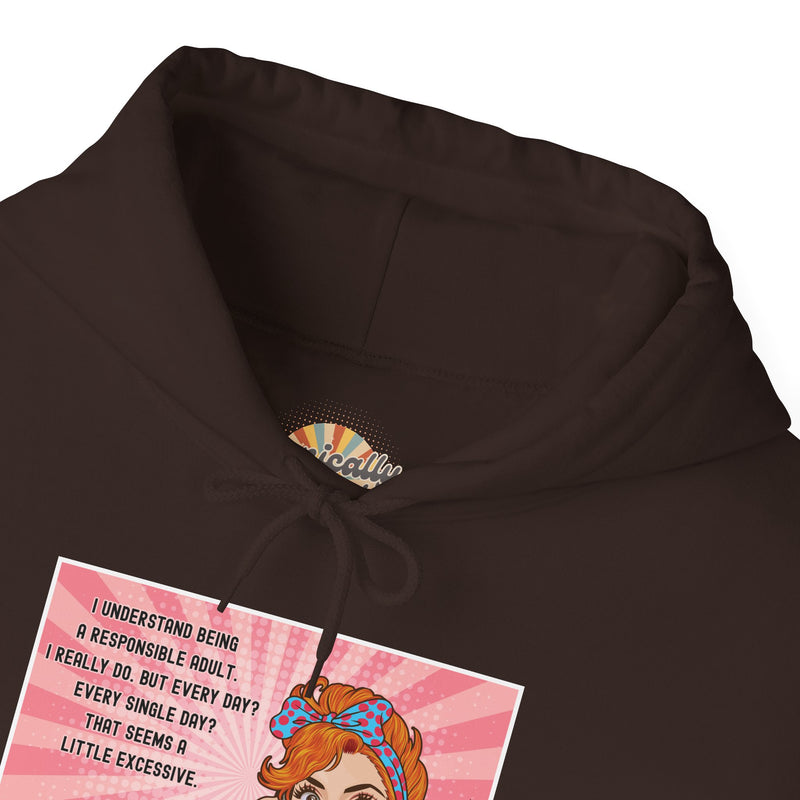 Retro Pop Art Hooded Sweatshirt — "Responsible Adult..." Graphic Hoodie