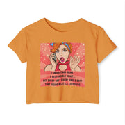 Pop Art Crop Top T-shirt — "Being Responsible Adult Every Single Day?" Graphic Tee for Women